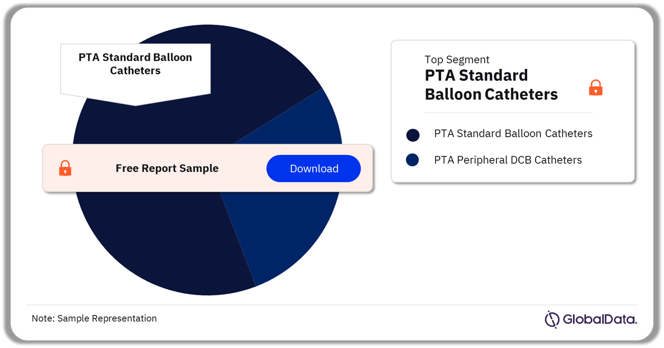 PTA Balloon Catheters Market Analysis by Segments, 2023 (%)
