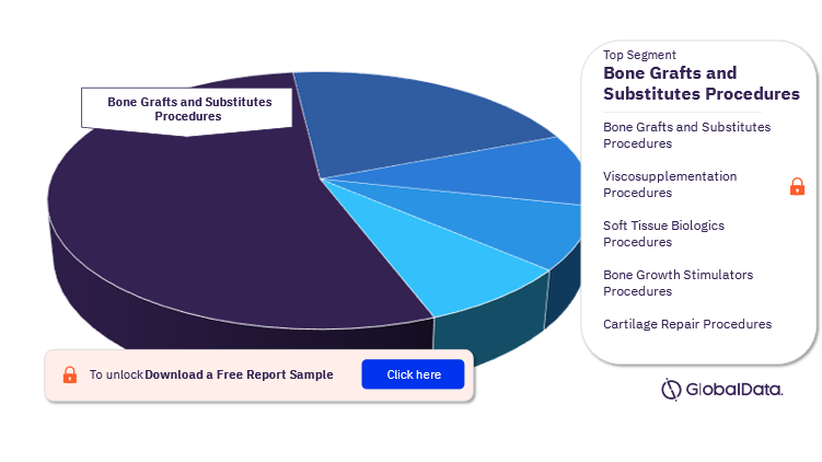 North America Orthobiologic Procedures Market Analysis by Segments, 2022 (%)