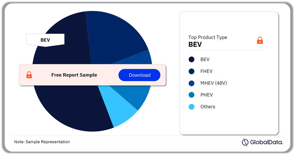 Electric Vehicles (EV) Market Share by Product Type, 2023 (%)