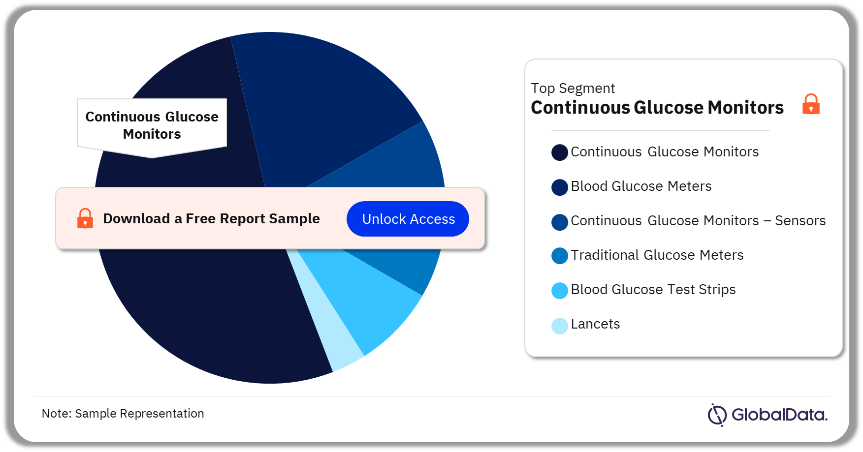 Glucose Monitoring Pipeline Market Analysis by Segments, 2023 (%)