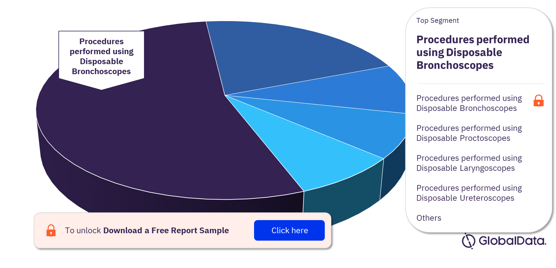US Disposable Endoscopic Procedures Market Analysis by Segments, 2022 (%)