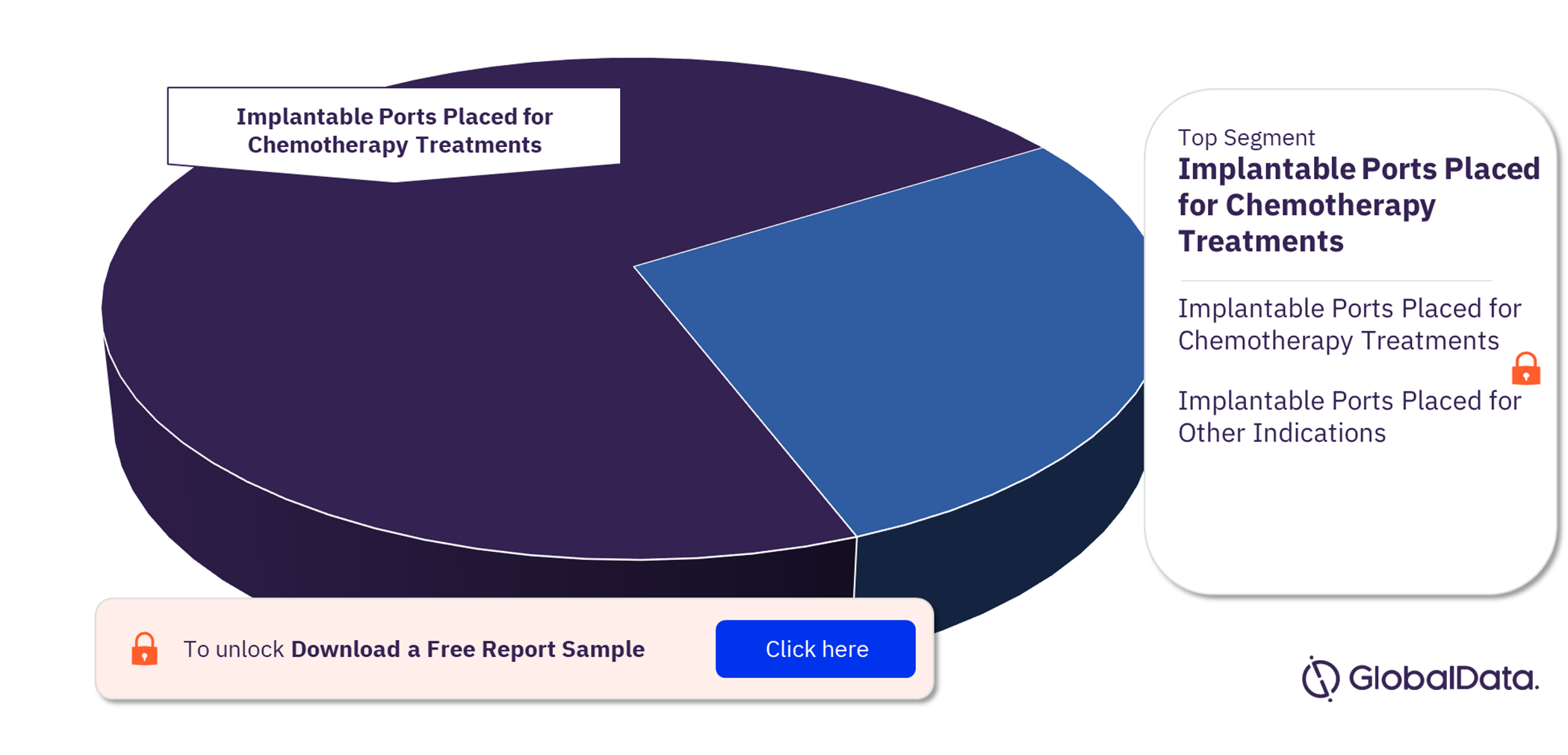 North America Procedures using Implantable Ports Market Analysis by Segments, 2022 (%)
