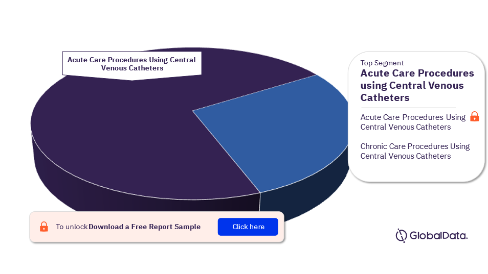 Spain Procedures using Central Venous Catheters Market Analysis by Segments, 2022 (%)