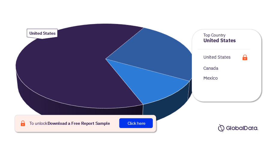 North America Urinary Tract Stenting Procedures Market Analysis by Countries, 2022 (%)