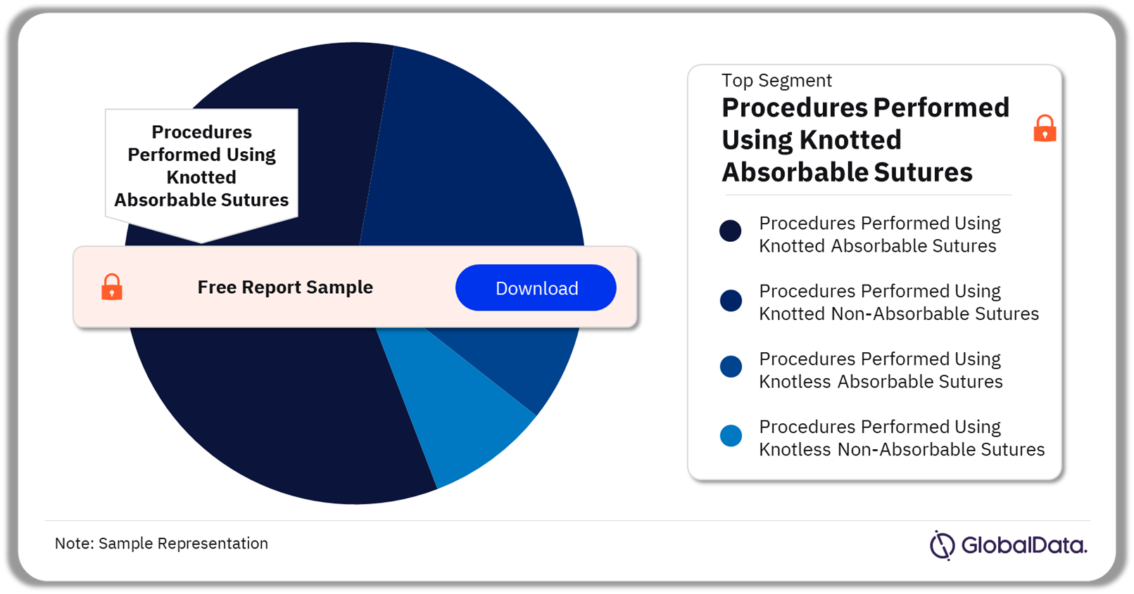 BRIC Surgical Suture Procedures Market Analysis by Segments, 2022 (%)
