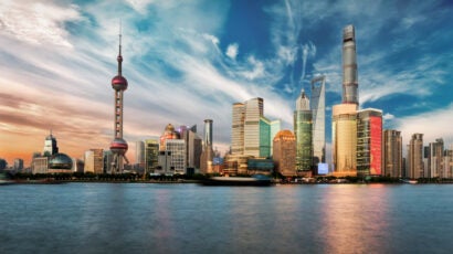 The,Skyline,Of,Shanghai,,China,,With,It's,Iconic,Skyscapers,During